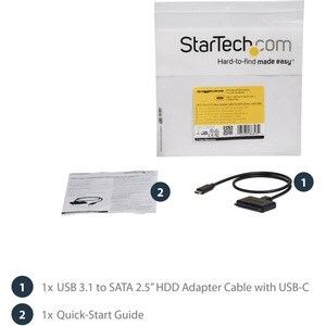 StarTech.com USB C To SATA Adapter - for 2.5" SATA Drives - UASP - External Hard Drive Cable - USB Type C to SATA Adapter 
