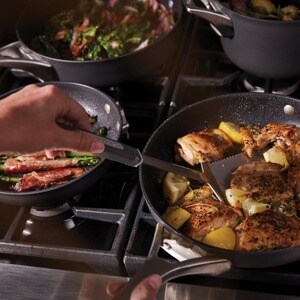 Calphalon Premier Cookware - - Hard Anodized Aluminum, Tempered Glass Cover, Stainless Steel Handle - Cooking, Sauteing - 