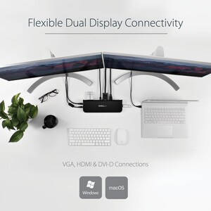 StarTech.com Docking station Universale USB 3.0 per laptop VGA DVI HDMI - Dual-Monitor con Ethernet audio - Porta RJ45 - 3