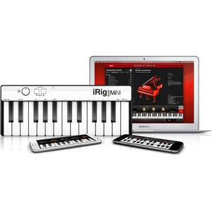 IK Multimedia iRig Keys Mini The 25 Key Universal Mini Keyboard Controller - White
