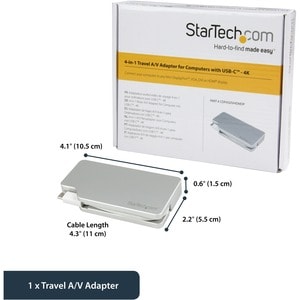 StarTech.com USB-C Multiport Adapter - Aluminum - USB Type C to VGA / 4K HDMI / Mini DisplayPort / DVI - USB C Adapter - 1