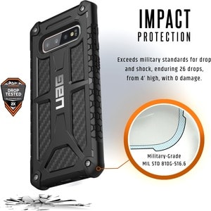 Urban Armor Gear Monarch Case for Samsung Galaxy S10+ Smartphone - Carbon Fiber - Drop Resistant, Shock Resistant, Impact 