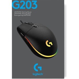 Logitech G203 Gaming Mouse - Cable - Black - 1 Pack - USB - 8000 dpi - 6 Button(s)