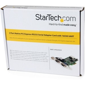 StarTech.com 2 Port PCIe Serial Adapter Card with 16550 - Add 2 RS-232 serial ports to your standard or small form factor 