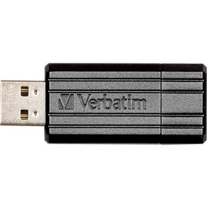 Verbatim PinStripe 128 GB USB 2.0 Flash Drive - Black - 10 MB/s Read Speed - 4 MB/s Write Speed - 2 Year Warranty