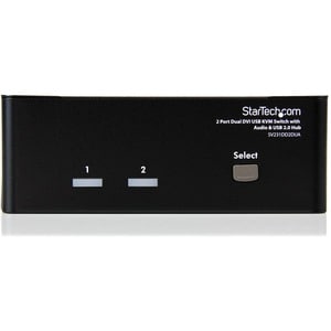 StarTech.com 2 Port Dual DVI USB KVM Switch w/ Audio & USB Hub - Share a keyboard, mouse and dual DVI displays/monitors be