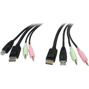 StarTech.com 1,8m (6 ft.) 4-in-1 USB DisplayPort® KVM Switch Cable w/ Audio & Microphone - First End: 1 x 20-pin DisplayPo