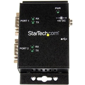 StarTech.com USB to Serial Adapter - 2 Port - Wall Mount - Din Rail Clips - Industrial - COM Port Retention - FTDI - DB9 -
