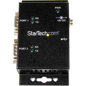 StarTech.com USB to Serial Adapter - 2 Port - Wall Mount - Din Rail Clips - Industrial - COM Port Retention - FTDI - DB9 -