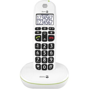 Doro PhoneEasy 110 DECT Cordless Phone - White - 300 m Range - 1 x Phone Line - Speakerphone - Hearing Aid Compatible - Ba