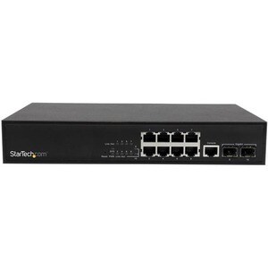 StarTech.com Switch Ethernet de 10 Puertos L2 con 2 Ranuras SFP Abiertas - Conmutador de Montaje en Rack - 2 Capa compatib
