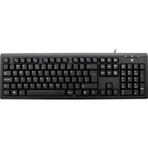 V7 KU200 Keyboard - Cable Connectivity - USB Interface - English (UK) - Black - Internet, Email, Volume Control, Play/Paus