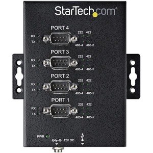 StarTech.com Adaptador Industrial USB a 4 Puertos Serie DB9 RS232 RS422 RS485 con Protección ESD de 15kV - Cable Conversor