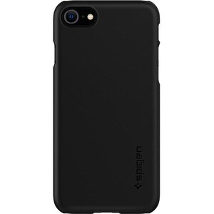 Spigen Thin Fit Case for Apple iPhone 7, iPhone 8, iPhone SE 2 Smartphone - Black - Smooth - Shock Resistant - Polycarbonate