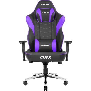 AKRACING Masters Series Max Gaming Chair - For Gaming - Metal, PU Leather, Foam, Aluminum - Black, Indigo