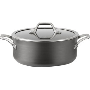 Calphalon Signature Nonstick 5-Qt. Dutch Oven With Cover - - Brushed Stainless Steel Handle, Hard Anodized Aluminum, Tempe