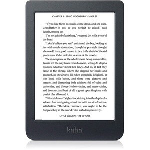 Kobo Nia Digital Text Reader - Black - 6000 Book(s) - 8 GB Flash - 15.2 cm (6") Display - Touchscreen - 1024 x 758 - Wirel