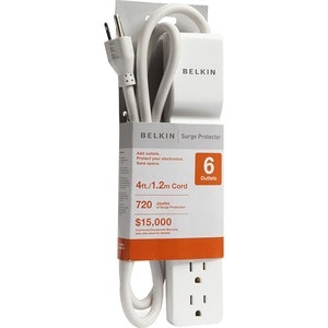 Belkin Home/Office BE106000-10 6-Outlets Surge Suppressor - 6 - 1875 VA - 700 J - 120 V AC Input - 120 V AC Output