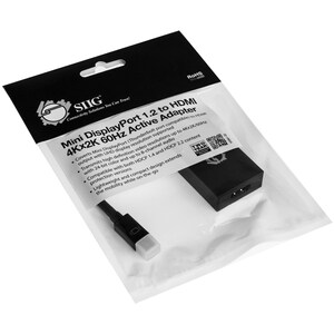 SIIG Mini DisplayPort 1.2 to HDMI 4Kx2K 60Hz Active Adapter - 5.90" HDMI/Mini DisplayPort A/V Cable for HDTV, Audio/Video 