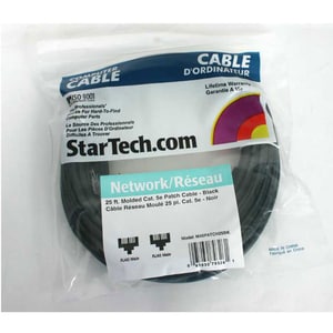 StarTech.com 25 ft Black Molded Cat5e UTP Patch Cable - Category 5e - 25 ft - 1 x RJ-45 Male - 1 x RJ-45 Male - Black