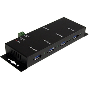 StarTech.com Mountable USB 3.0 hub - Industrial - Rugged - Black Metal - Bus Powered - USB 3 Hub - USB Extender - Powered 