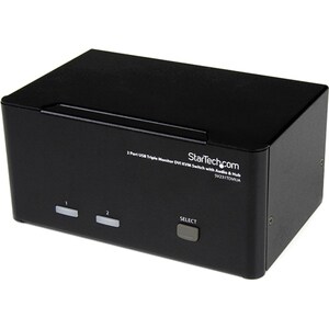 StarTech.com Switch KVM DVI USB per monitor triplo a 2 porte con audio e hub USB 2.0 - 2 Computer - WUXGA - 1920 x 1200 - 