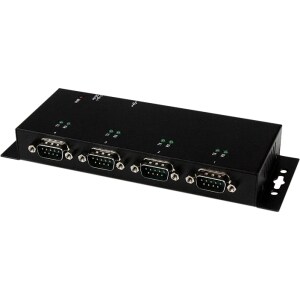 StarTech.com USB to Serial Adapter Hub - 4 Port - Industrial - Wall Mount - Din Rail - COM Port Retention - FTDI USB Seria