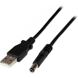 StarTech.com 1m USB to Type N Barrel 5V DC Power Cable - USB A to 5.5mm DC - USB / Barrel Connector - Black - 1 Pcs
