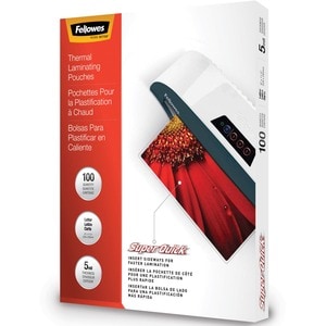 Fellowes Glossy SuperQuick Pouches - Letter, 5 mil, 100 pack - Sheet Size Supported: Letter - Laminating Pouch/Sheet Size: