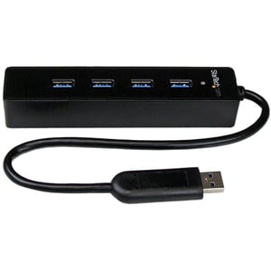 StarTech.com Adaptador Concentrador Hub Ladrón USB 3.0 Super Speed Portátil de 4 Puertos Salidas - Negro - 4 Total USB Por