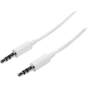 StarTech.com 2m White Slim 3.5mm Stereo Audio Cable - 3.5mm Audio Aux Stereo - Male to Male Headphone Cable - 2x 3.5mm Min