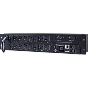 CyberPower PDU41003 Single Phase 100 - 120 VAC 30A Switched PDU - 16 Outlets, 12 ft, NEMA L5-30P, Horizontal, 2U, SNMP, 3Y