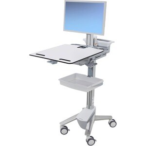 Ergotron StyleView Medical Trolley - Push/Pull Handle - 15.88 kg Capacity - 4 Casters - 102 mm Caster Size - Plastic, Alum