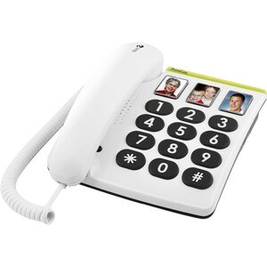 Doro PhoneEasy 331ph Standard Phone - White - Corded - Corded - 1 x Phone Line - Speakerphone - Hearing Aid Compatible