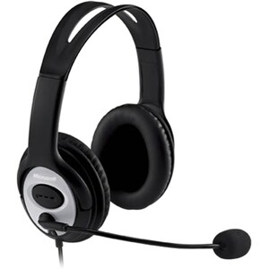 Microsoft LifeChat LX-3000 Wired Over-the-head Stereo Headset - Black/Silver - Binaural - Circumaural - 182.9 cm Cable - N