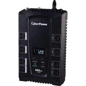 CyberPower CP685AVRLCD Intelligent LCD UPS Systems - 685VA/390W, 120 VAC, NEMA 5-15P, Compact, 8 Outlets, LCD, PowerPanel®