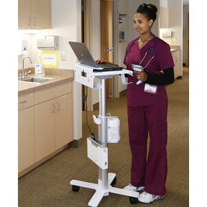 Ergotron StyleView SV10 Laptop Trolley - 14.51 kg Capacity - 4 Casters - 75 mm Caster Size - Metal, Steel - White, Alumini