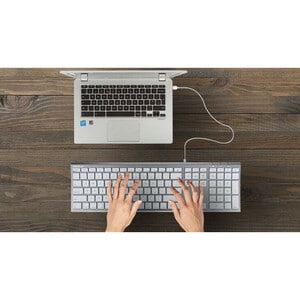 Macally Space Gray Ultra Slim USB Wired keyboard for Mac and PC - Cable Connectivity - USB Type A Interface - 110 Key - Ma