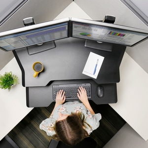 Ergotron WorkFit Corner Standing Desk Converter - Up to 30" Screen Support - 35 lb Load Capacity - Desktop, Tabletop - Black