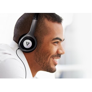 V7 Deluxe Stereo Headphones with Volume Control - Stereo - Black, Gray - Mini-phone (3.5mm) - Wired - 32 Ohm - 20 Hz 20 kH