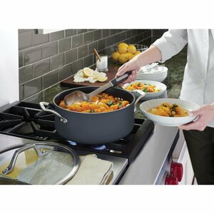 Calphalon Signature Nonstick 5-Qt. Dutch Oven With Cover - - Brushed Stainless Steel Handle, Hard Anodized Aluminum, Tempe