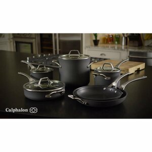 Calphalon Signature Nonstick 5-Qt. Sauteuse Pan With Cover - - Brushed Stainless Steel Handle, Hard Anodized Aluminum, Tem