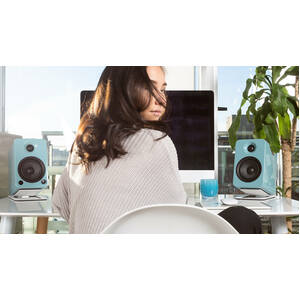 Kanto YU4 Bluetooth Speaker System - 70 W RMS - Walnut - Stand Mountable - Desktop - 60 Hz to 20 kHz - USB