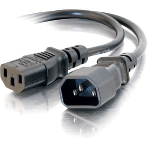 C2G 10ft Power Extension Cord - 18 AWG - IEC320C14 to IEC320C13 - Female - Male - 10ft - Black