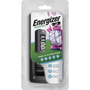 Energizer Recharge Universal Charger for NiMH Rechargeable AA, AAA, C, D, and 9V Batteries - 12 V DC Input