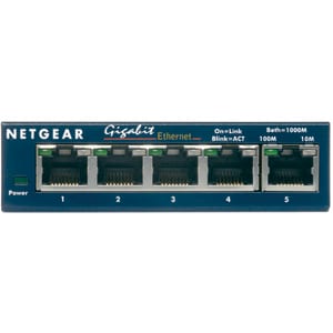 Netgear ProSafe GS105GE 5 Ports Ethernet Switch - 2 Layer Supported - Twisted Pair - Desktop, Wall Mountable - 5 Year Limi