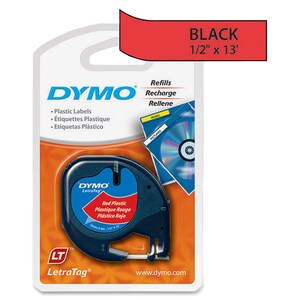 Dymo LetraTag 91333 Polyester Tape - 1/2" Width - Direct Thermal - Red - Polyester - 1 Each