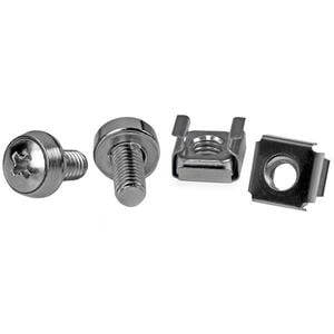 StarTech.com 50 Pkg M6 Mounting Screws and Cage Nuts for Server Rack Cabinet - Cage Nut, Rack Screw - Stainless Steel - Si