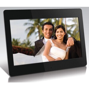 Aluratek Digital Frame - 14" LCD Digital Frame - Black - 1366 x 768 - Cable - Slideshow, Clock, Calendar - Built-in 512 MB