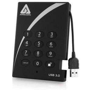 Apricorn Aegis Padlock A25-3PL256-500 500 GB Hard Drive - 2.5" External - USB 3.0 - 5400rpm - Hot Swappable - 1 Year Warranty